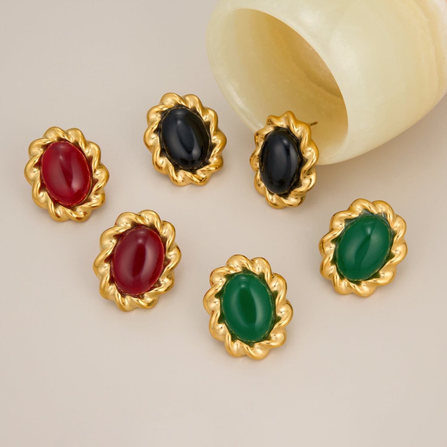 Gold Retro Bright Gem Elegant Lace Earrings