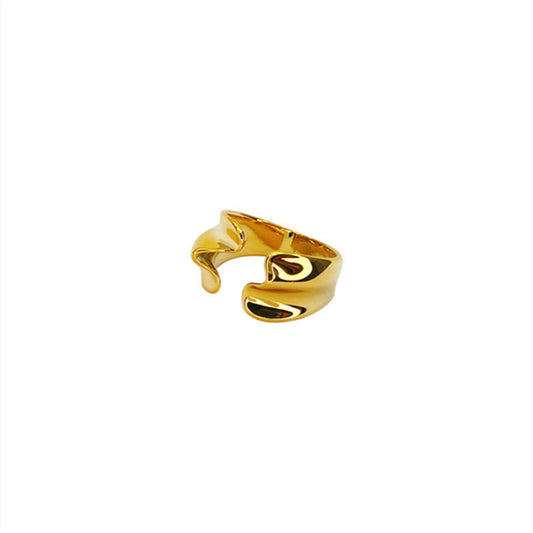 Personalized Cold Metal Pleated Wave Flower Ring