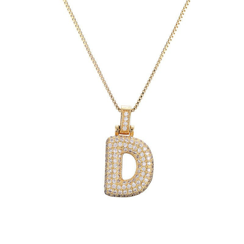 Balloon English Letter Female Inlaid Zircon Necklaces