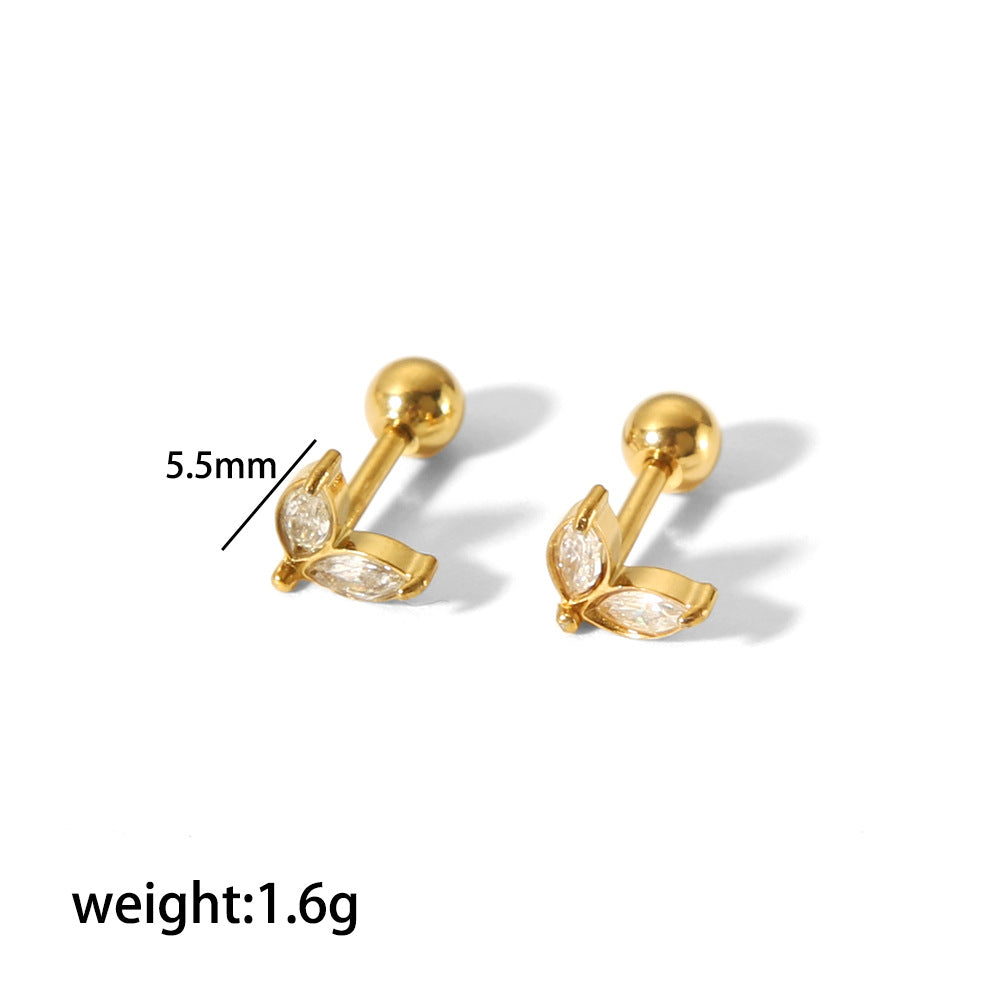 Steel Puncture Ear Bone Gold Light Luxury Design Earrings