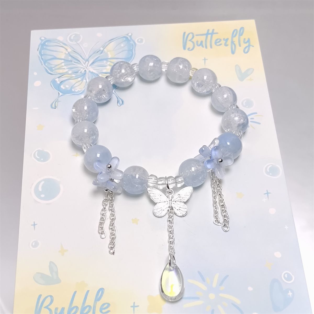 Style Crystal Peach Blossom Butterfly Water Drop Female Niche Design Bracelet