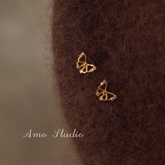 Women's Diamond Studded Hollow Butterfly Summer Small Simple Frosty Rings