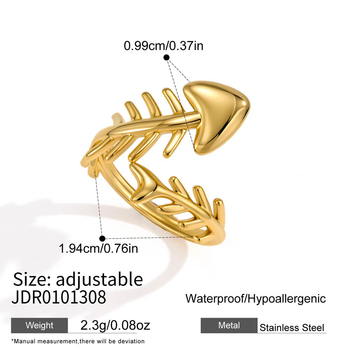 Women's Ding Seaside Advanced Fish Titanium Steel No Fading Stainless Vacation Ring