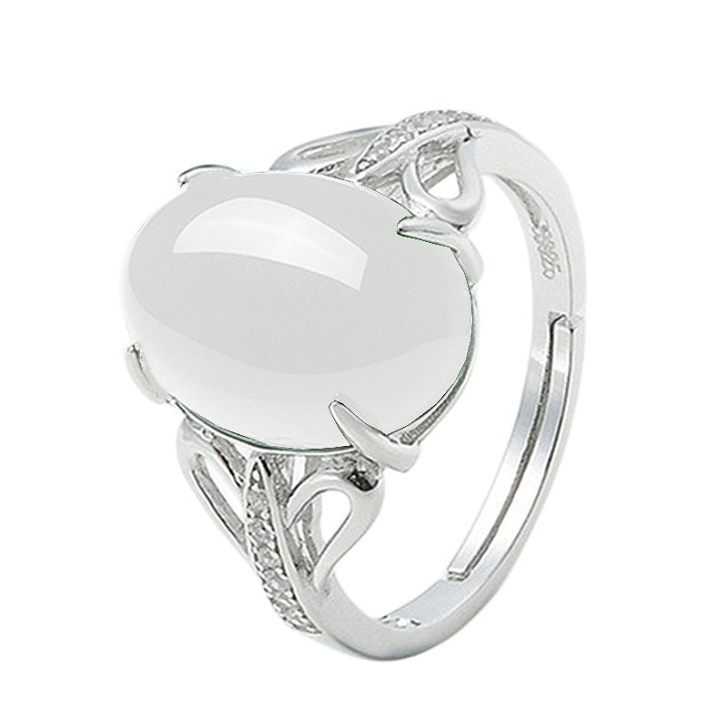 Variety Of Creative Green Agate Open Simple Retro Rings