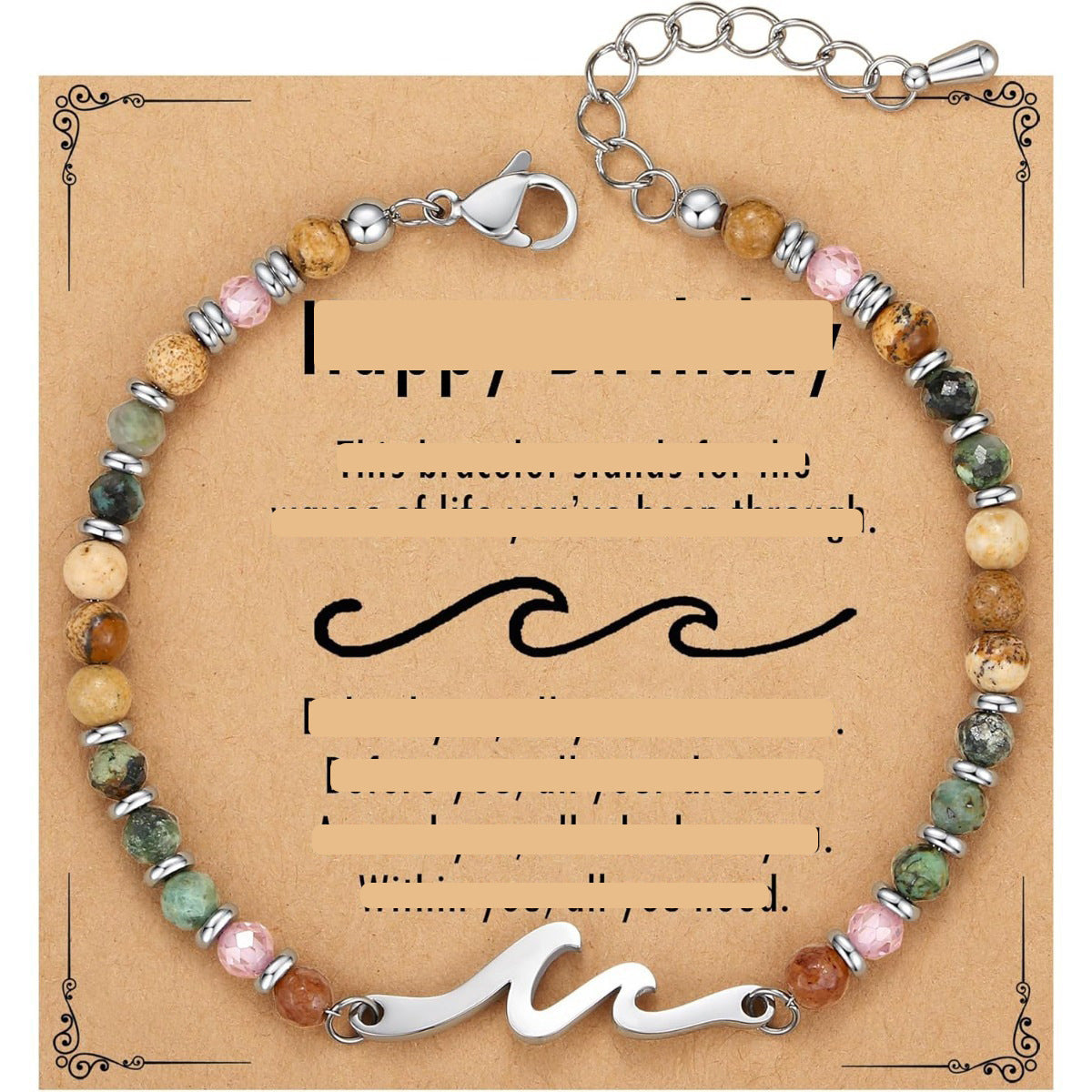 Natural Turquoise Cross Picture Stone Pink Crystal Bracelets