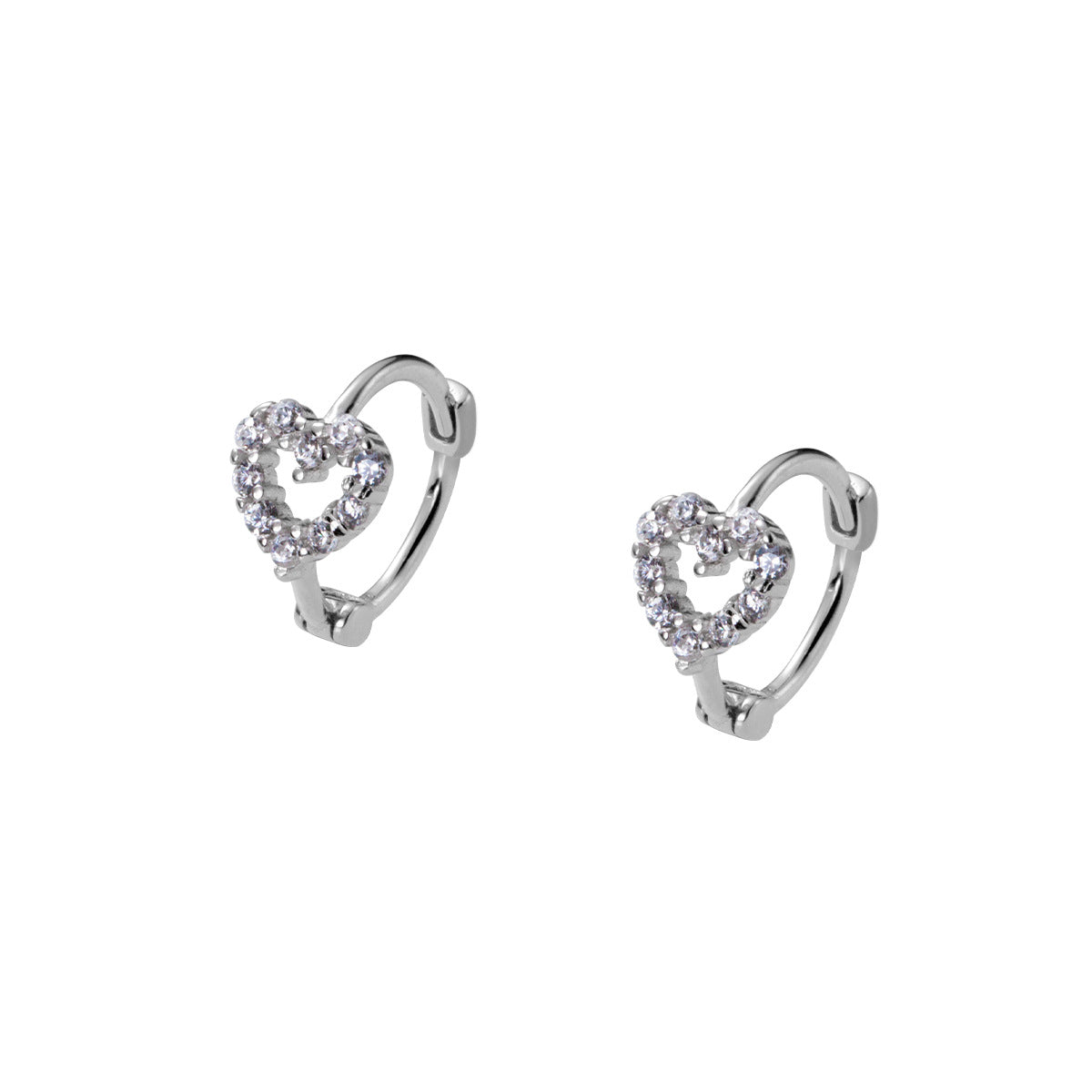Sterling Sier Hollow Heart-shaped Sweet Simple Refined Rhinestone Earrings