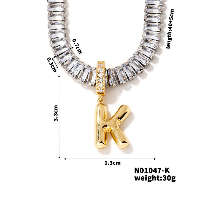 Zircon Letter English High Sense Simple Necklaces