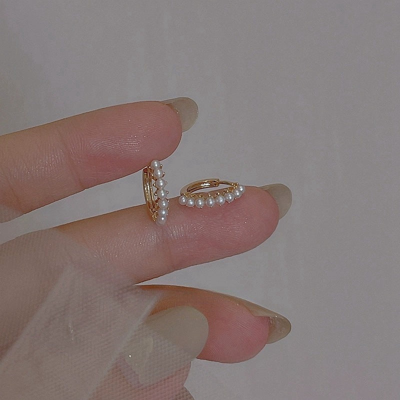Women's Simple Compact Imitation Pearl Clip Fashionable Refined Grace High-grade Rings