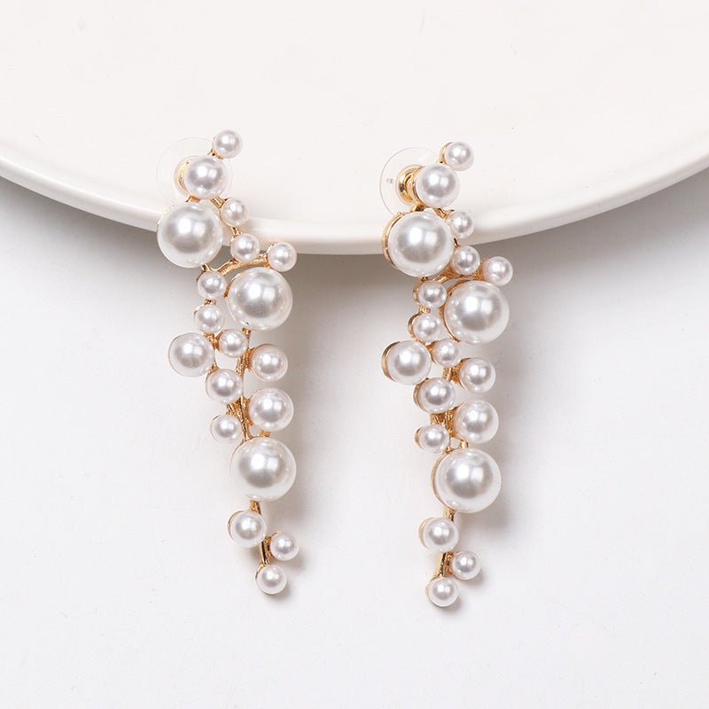 Artificial Pearl Alloy Geometric Rhinestone Personality Earrings