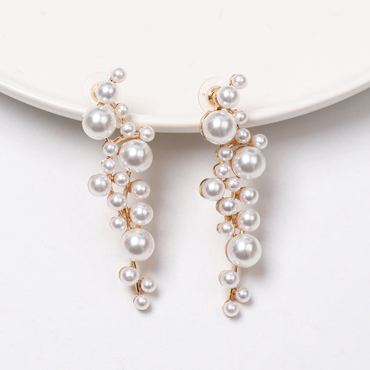 Artificial Pearl Alloy Geometric Rhinestone Personality Earrings