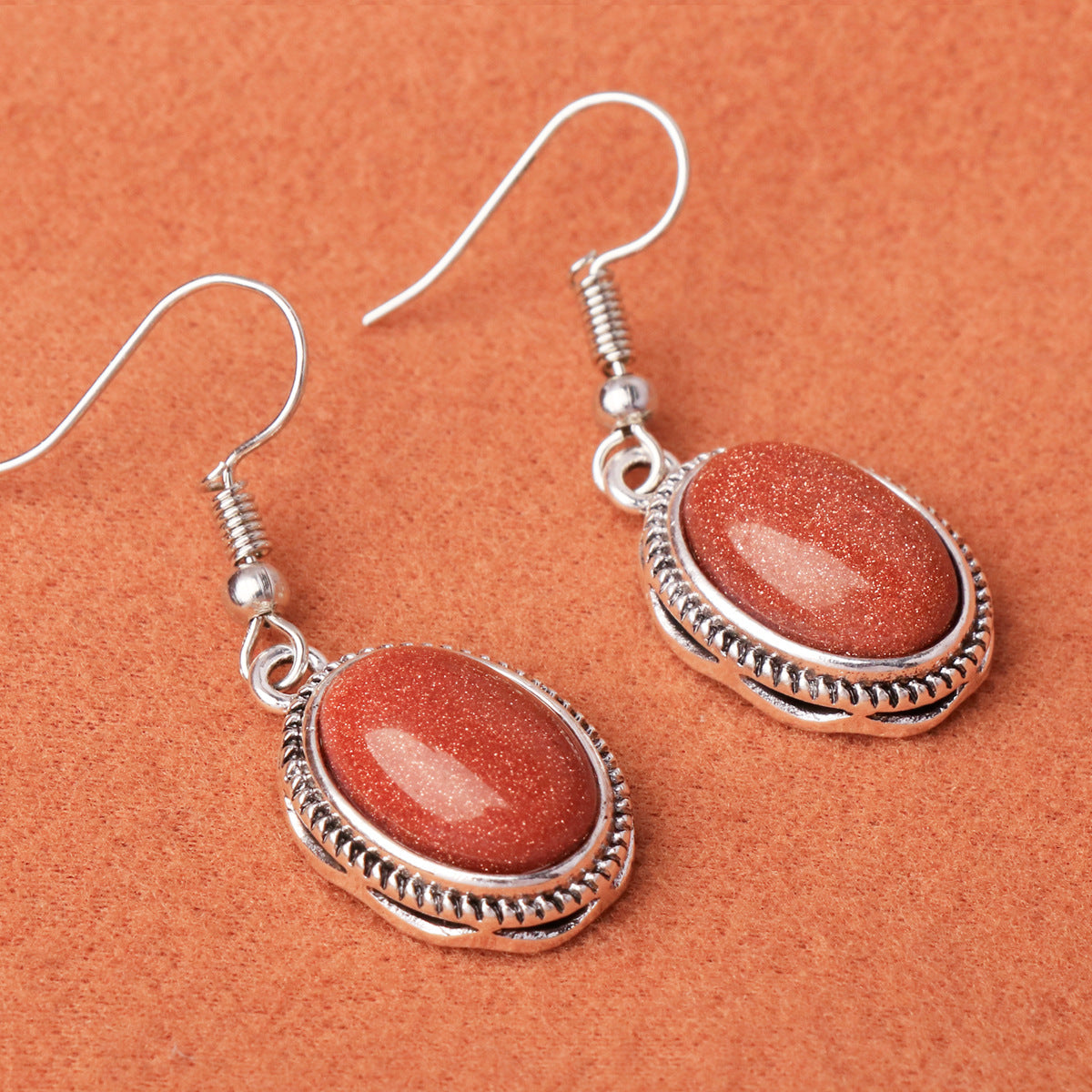 Women's Gemstone Simple Temperament Alloy Fashion Personalized Eardrops Earrings