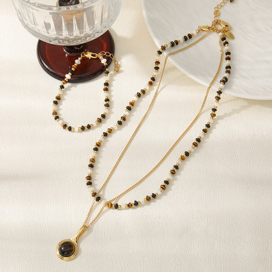 Tigereye Beaded High-grade Agate Mild Luxury Retro Clavicle Necklaces