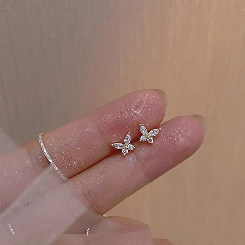 Female Korean Simple Personalized Graceful Micro Inlaid Zircon Stud Earrings