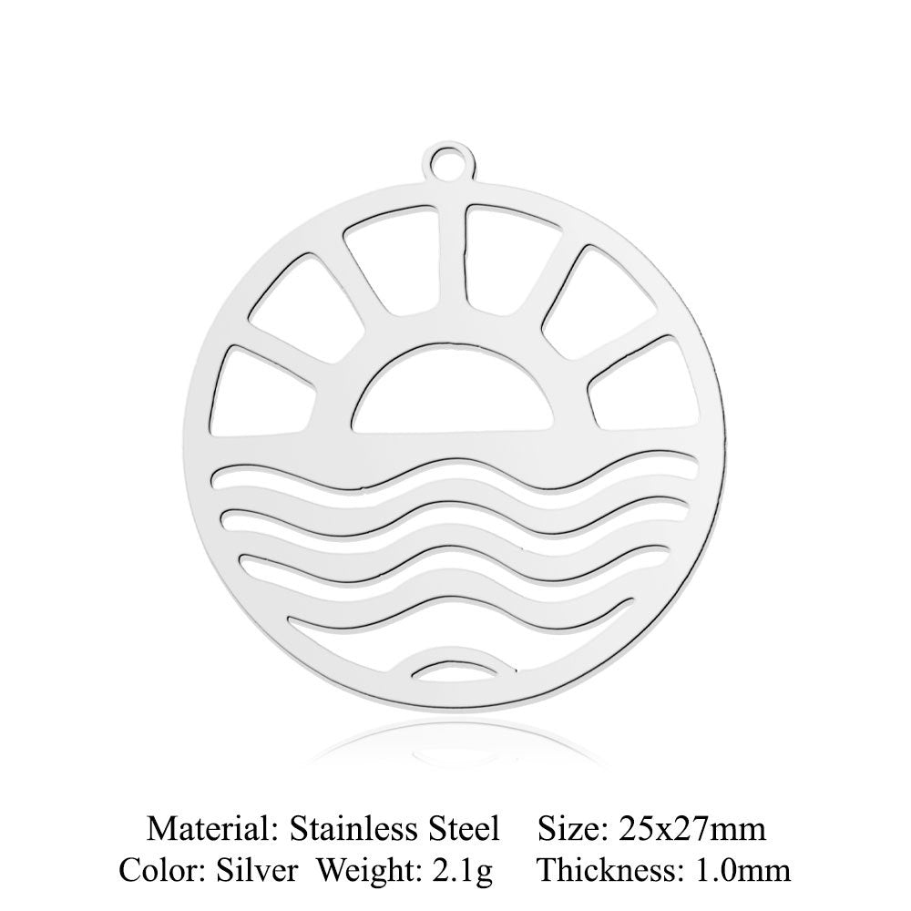 Sunrise Titanium Steel Flower Moon Ornament Pendants