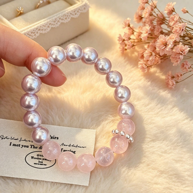 Crystal Color Matching Pearl Design Gradient Bracelet
