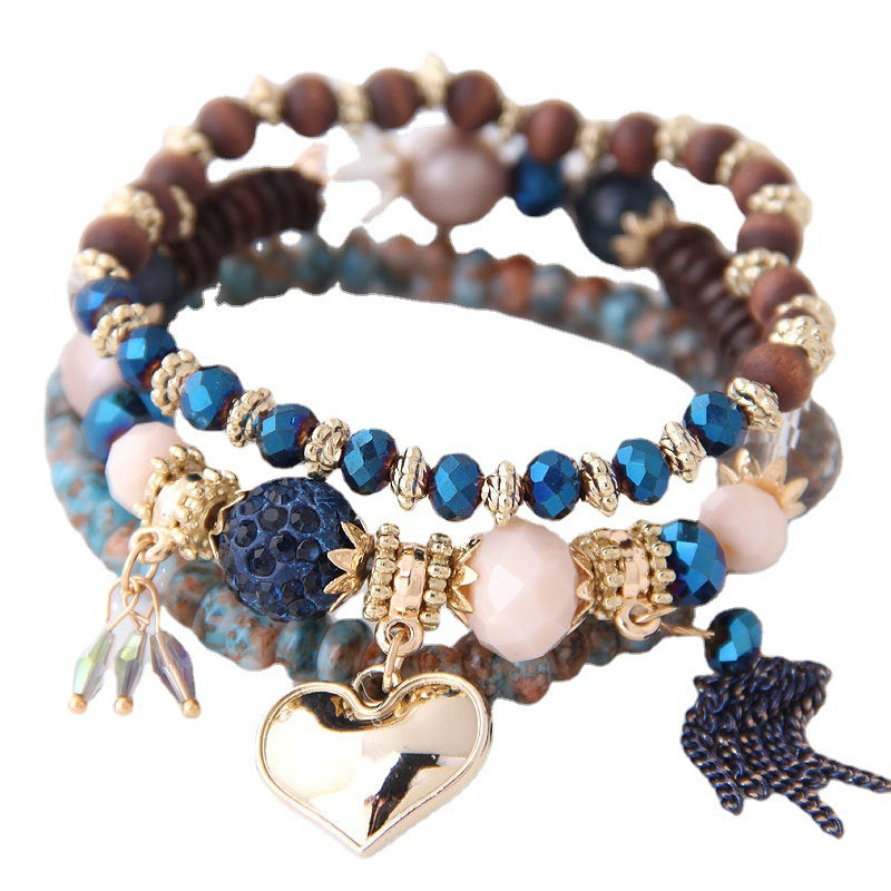 Creative Tassel Crystal Heart Vintage National Bracelets