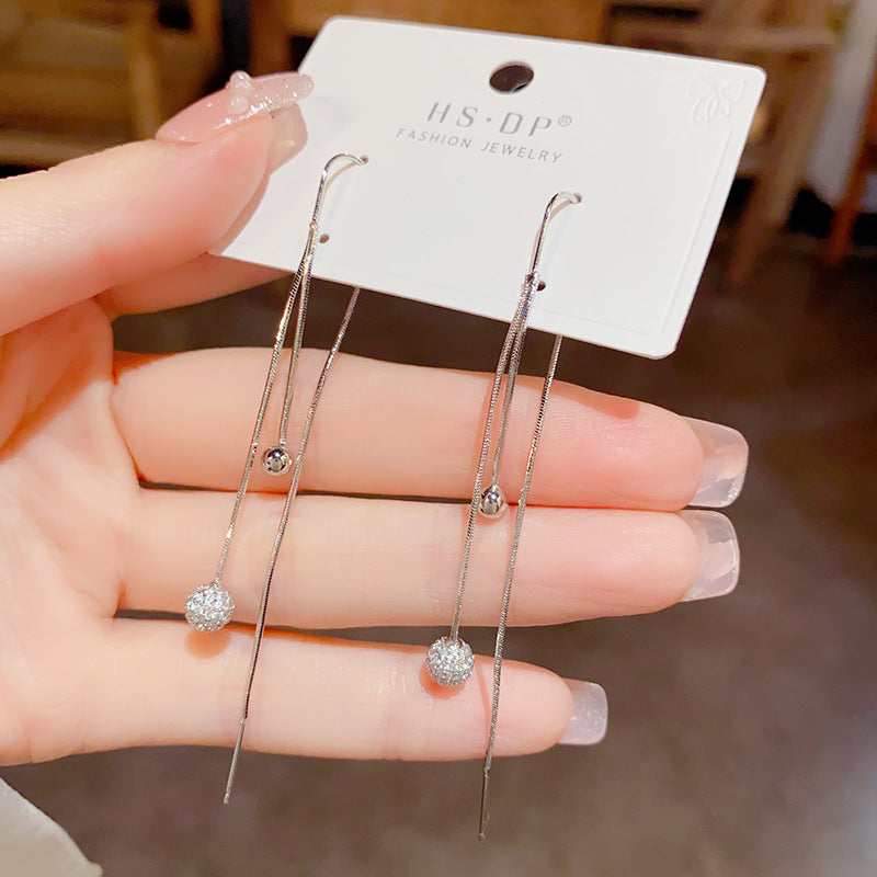 Fashionable Zircon Ball Female Niche Design High-grade Ear Line