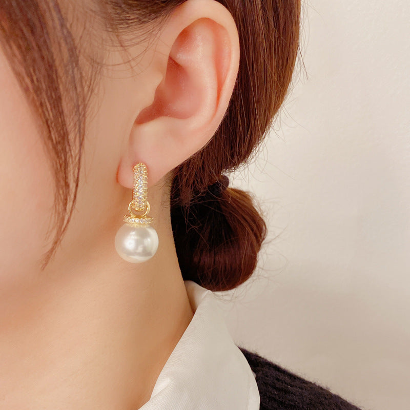 Inlaid Zircon Pearl Clip Exquisite Fashion Petite Ear Buckle