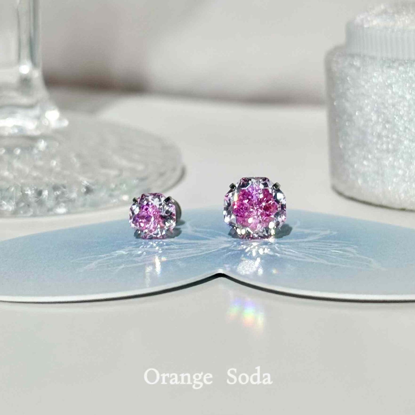 Pink Rose Bridal Bouquet Ear Bone Titanium Stud Earrings