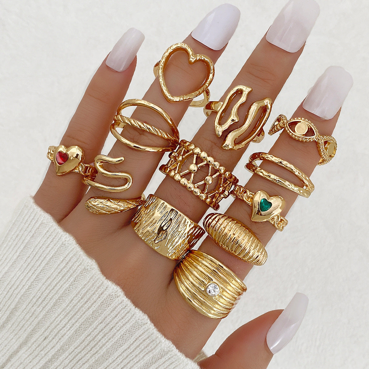 Women's Exaggerated Personalized Gold Irregular Oval Heart-shaped Open Rings
