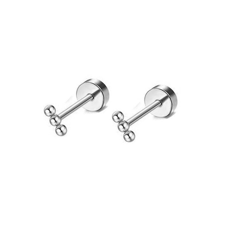 Men's Steel Zircon Moon Heart-shaped Ear Bone Screw Twist Ball Fashion Rings