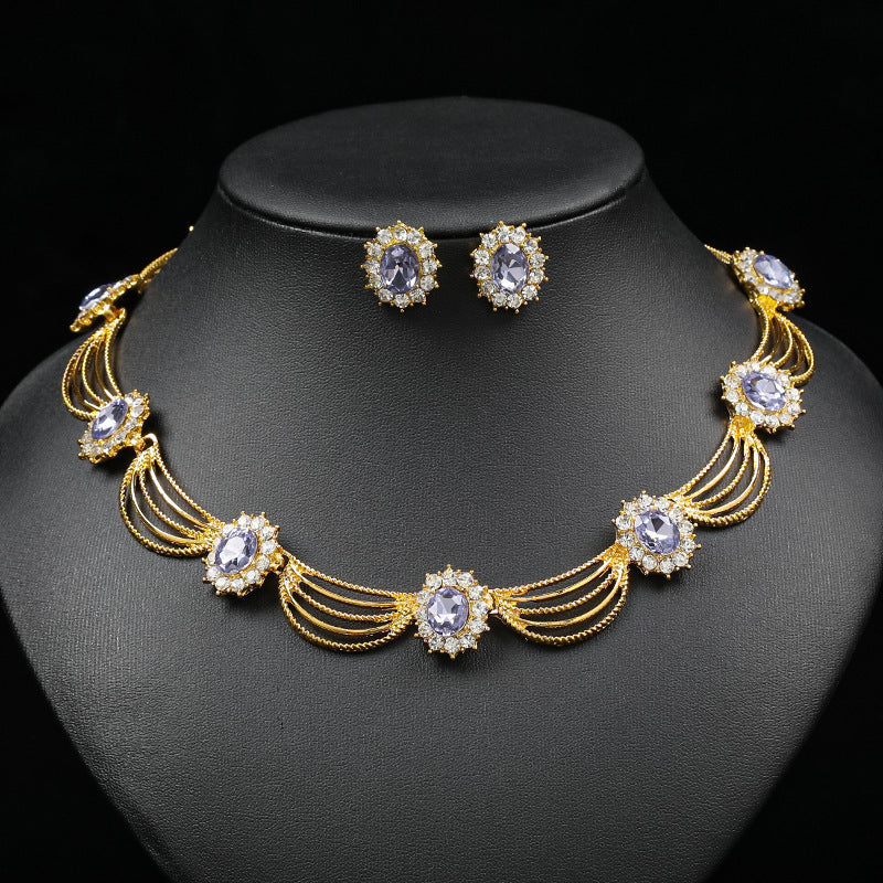 Gem Artistic Retro Court Fan-shaped Beautiful Necklaces