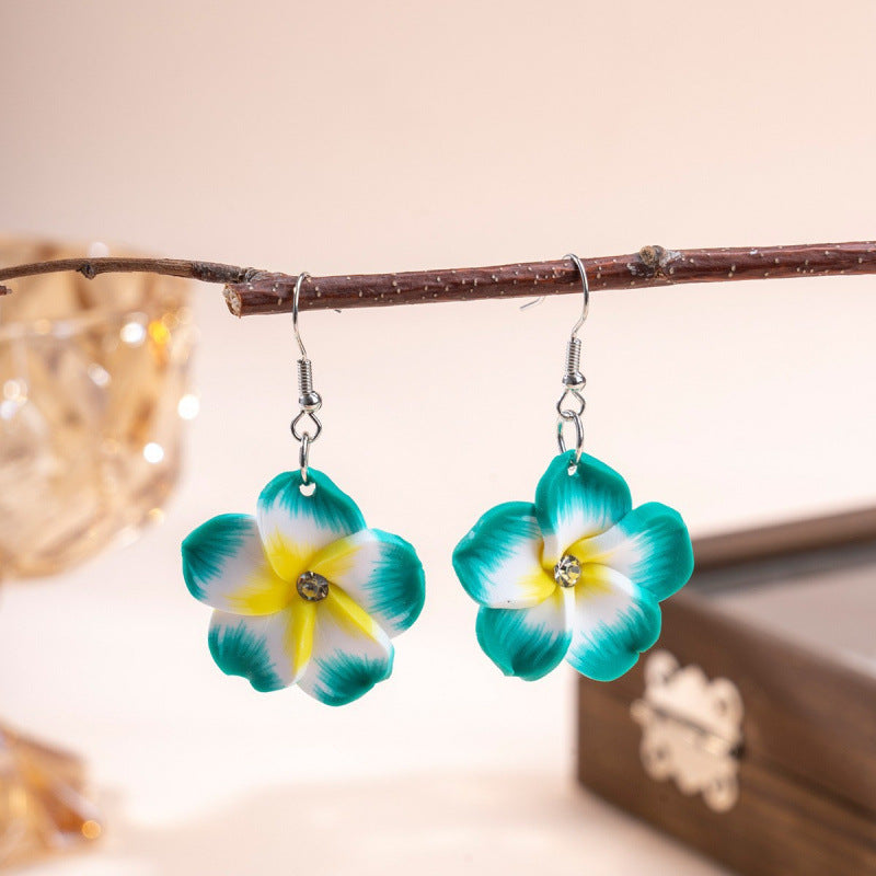 Colorful Flower Acrylic Duplex Printing Three-dimensional Earrings