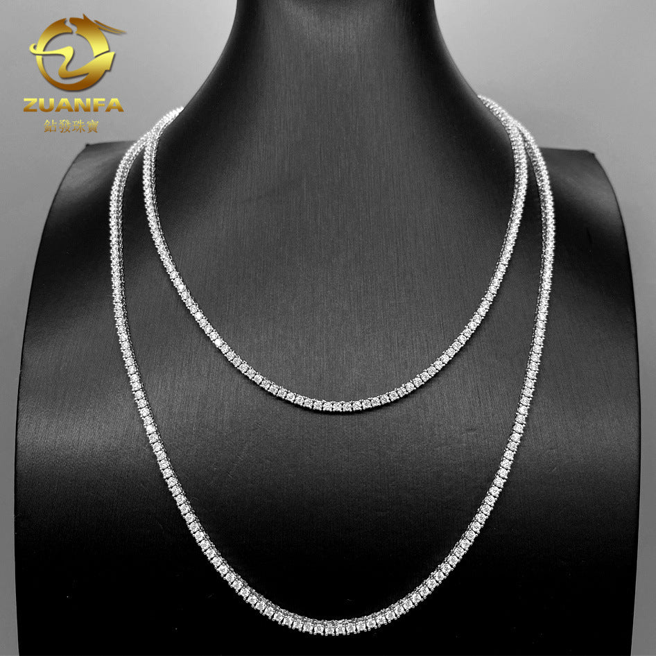 Women's & Men's Sier Inlay Hip Hop Single Row Tennis Bracelet