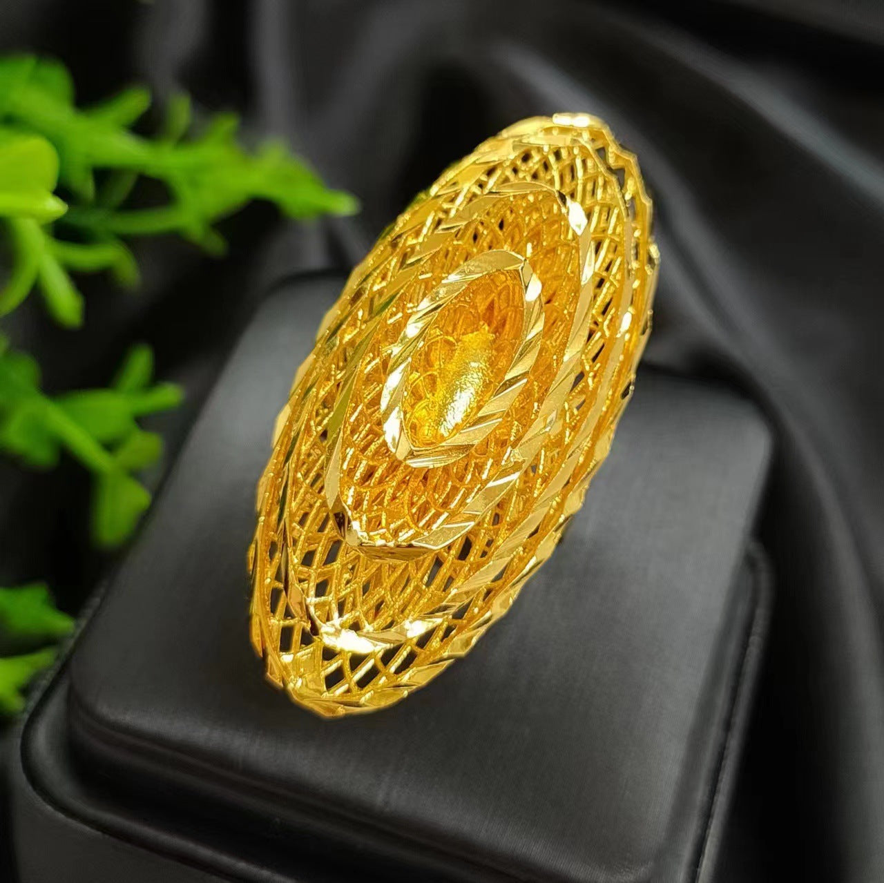Women's Gold-plated Wheat Index Finger Does Not Fade Design Copper Ring