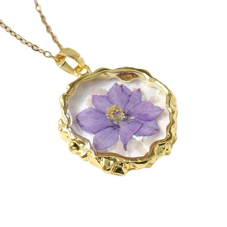 Luxury Flower Resin Preserved Fresh Epoxy Dried Ornament Necklaces