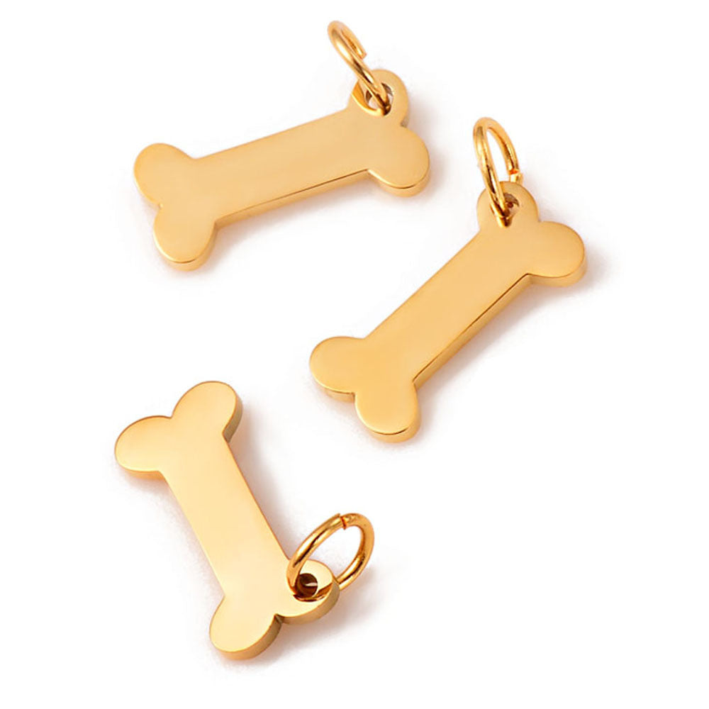 Steel Dog Bone Shape Polished Tag Pendants