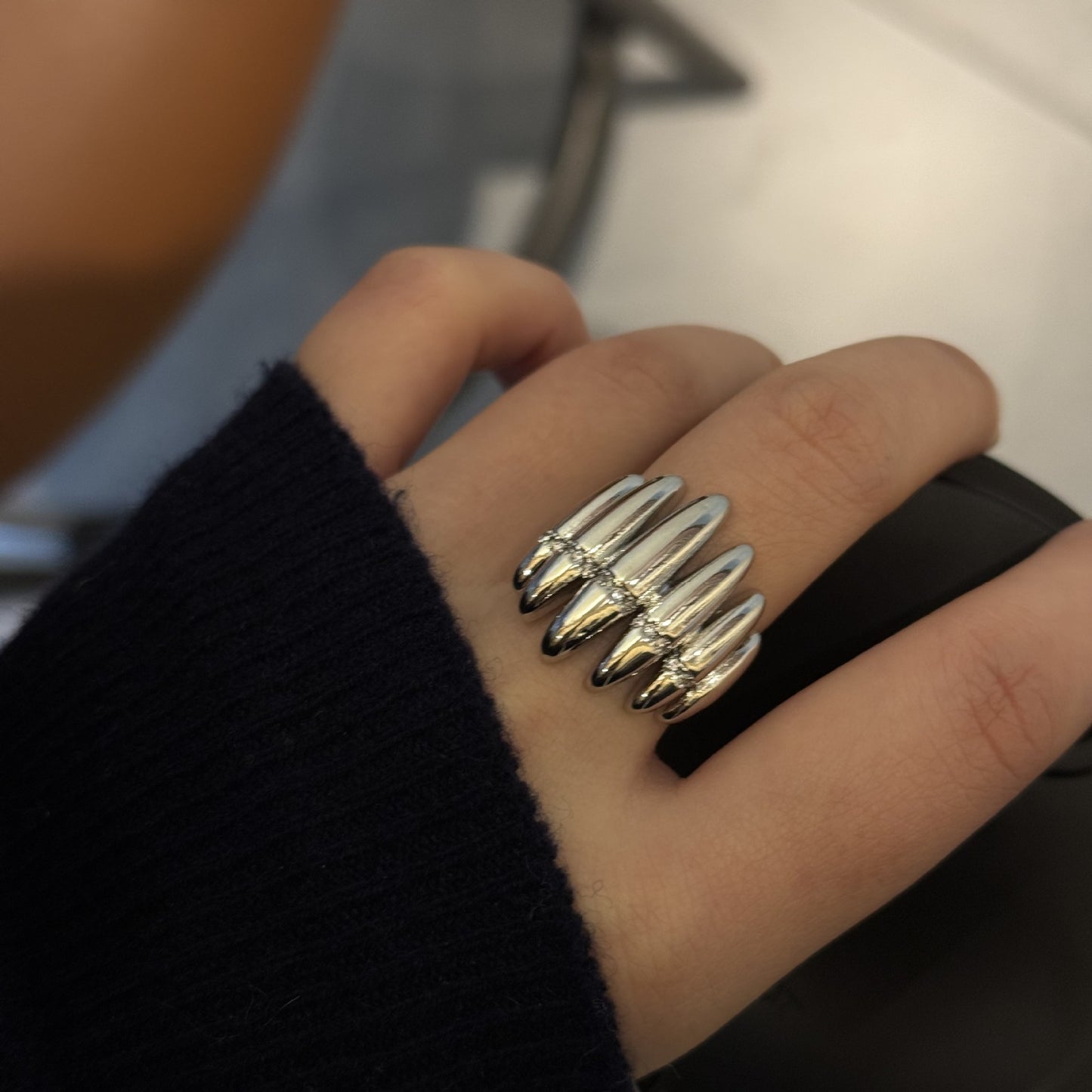 Women's Plated Hollow Flower Korean Style Elegant High-grade Light Luxury Commute Ring