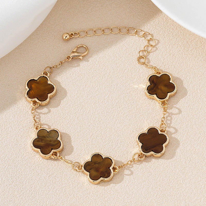 Fashion Elegant Lucky Five Petal Flower Female Bracelet