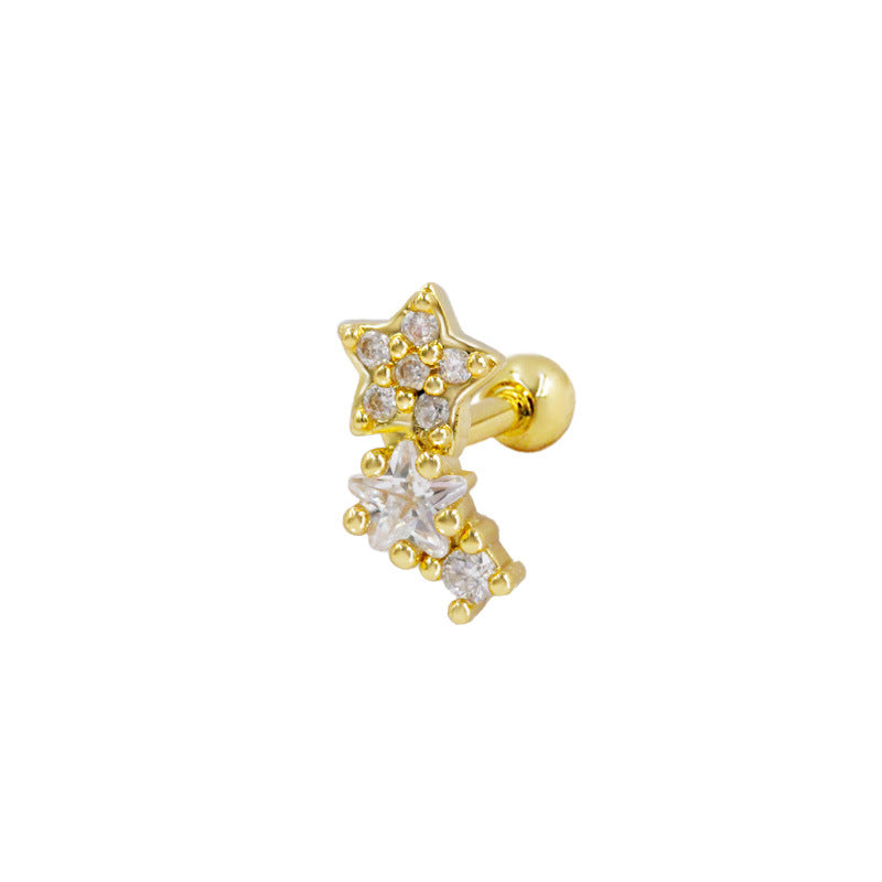 Three-dimensional Moon Ear Bone Nail Bow Stud Earrings