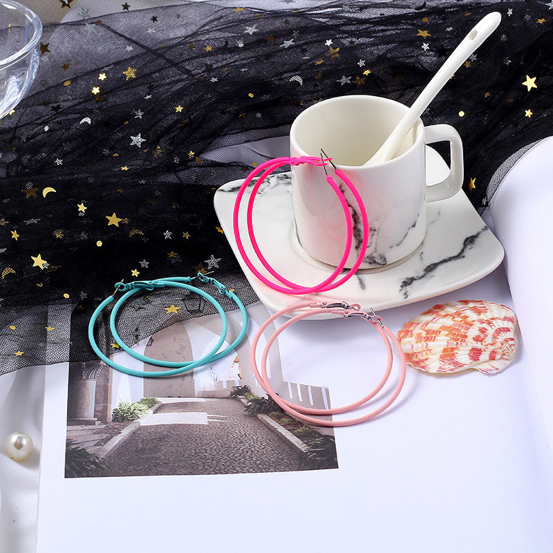 Paint Color Big Circle Eardrop Beautiful Earrings