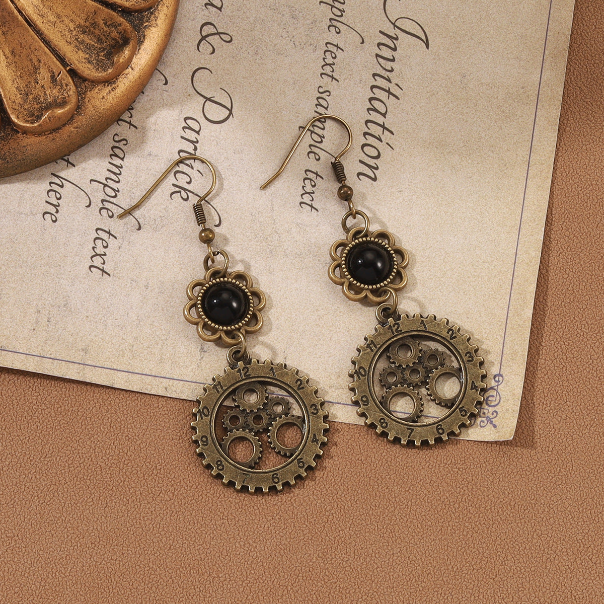 Design Vintage Steam Punk Skull Mechanical Earrings