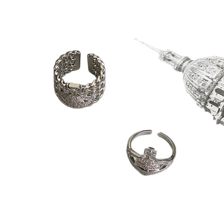 Luxury Saturn Design Open Titanium Steel Rings