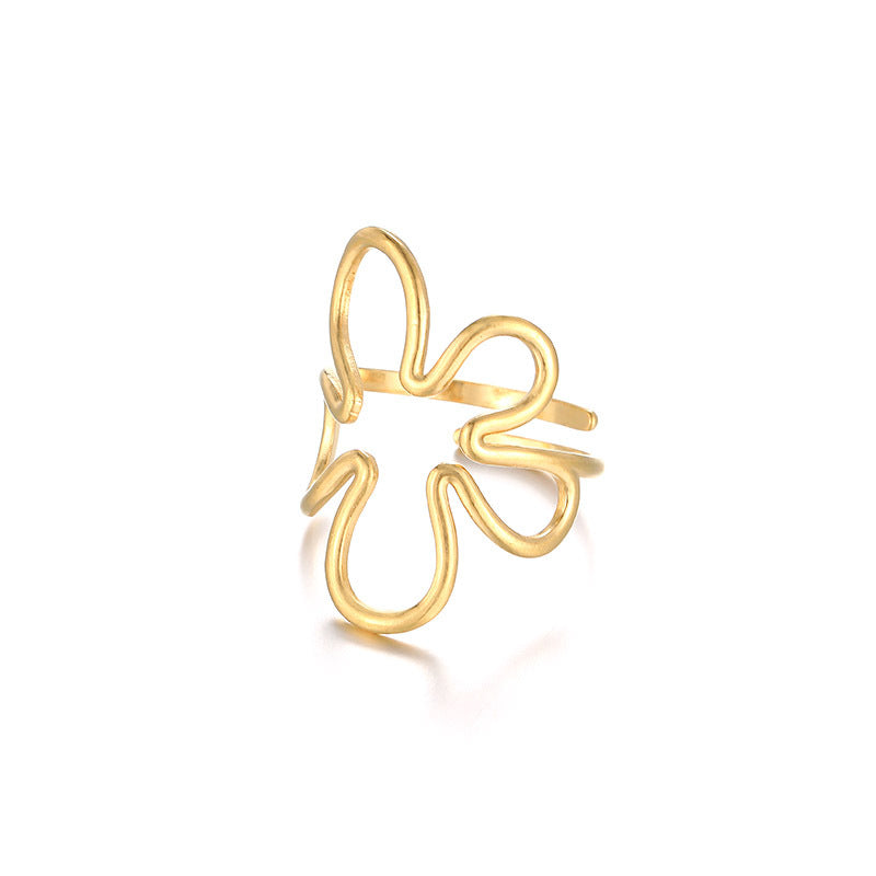 Women's Irregular Concave Convex Hammer Pattern Shaped Design Rings