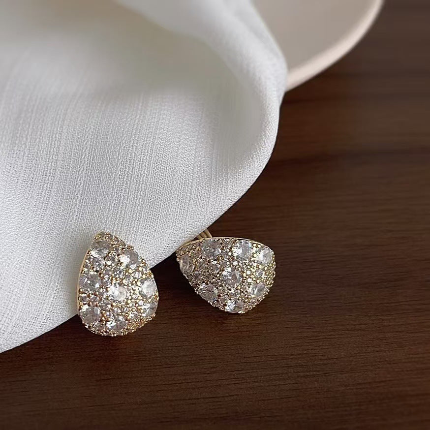 Women's Delicate Super Shining Gold Zircon Drop Shape For Personalized Minority Rings