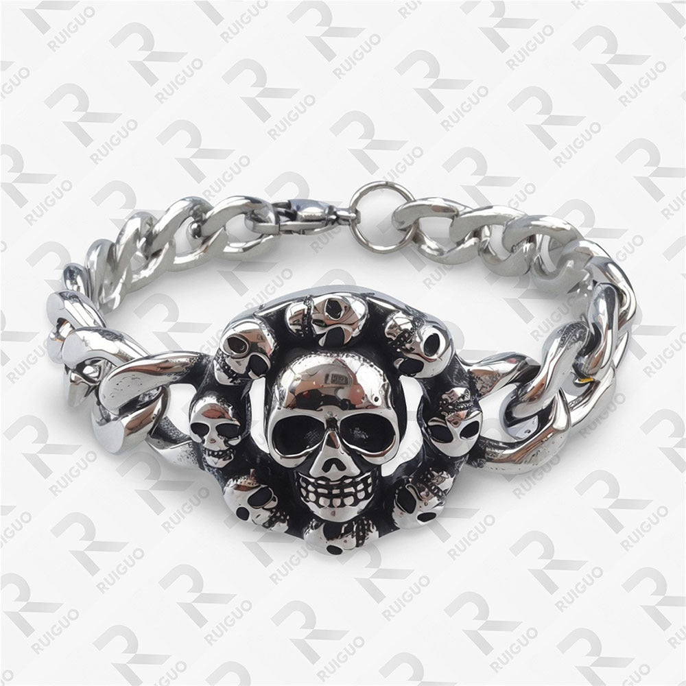 Men's Celtic Knot Skull Stainless Steel Cuban Cross Punk Retro Bracelets