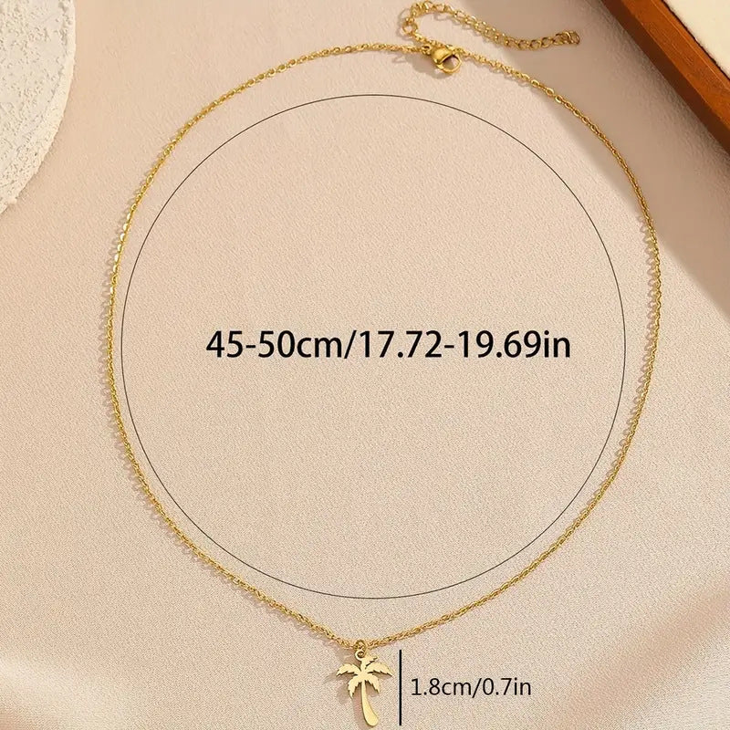 Women's Steel Simple Summer Tropical Plant Titanium Necklace