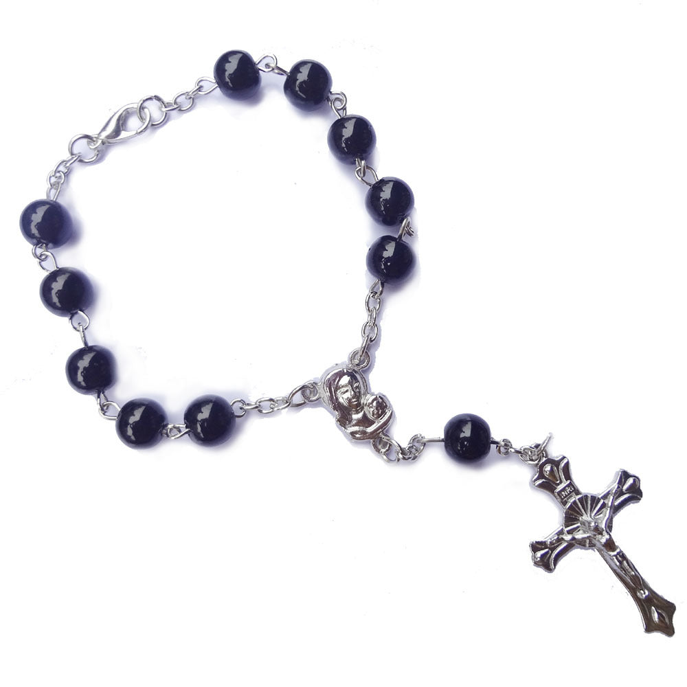 Black White Gray Red Beads Pearl Bracelet