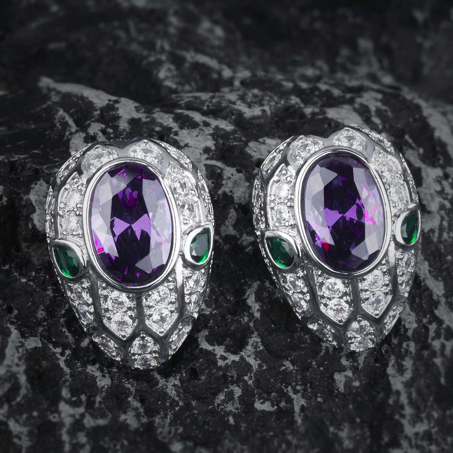 Jewelry Amethyst Snake-shaped Suit Purple Diamond Pendants