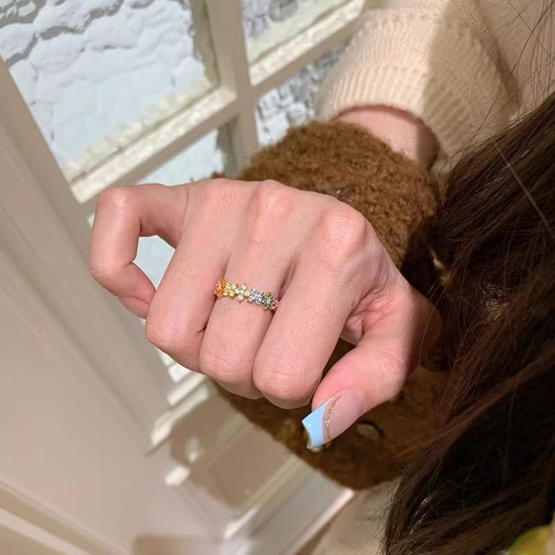 Zircon Simple Female Opening Adjustable Index Finger Light Luxury Rings