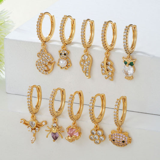 Fashion Small Beautiful Inlaid Stone Light Luxury Design Sense Ear Buckle