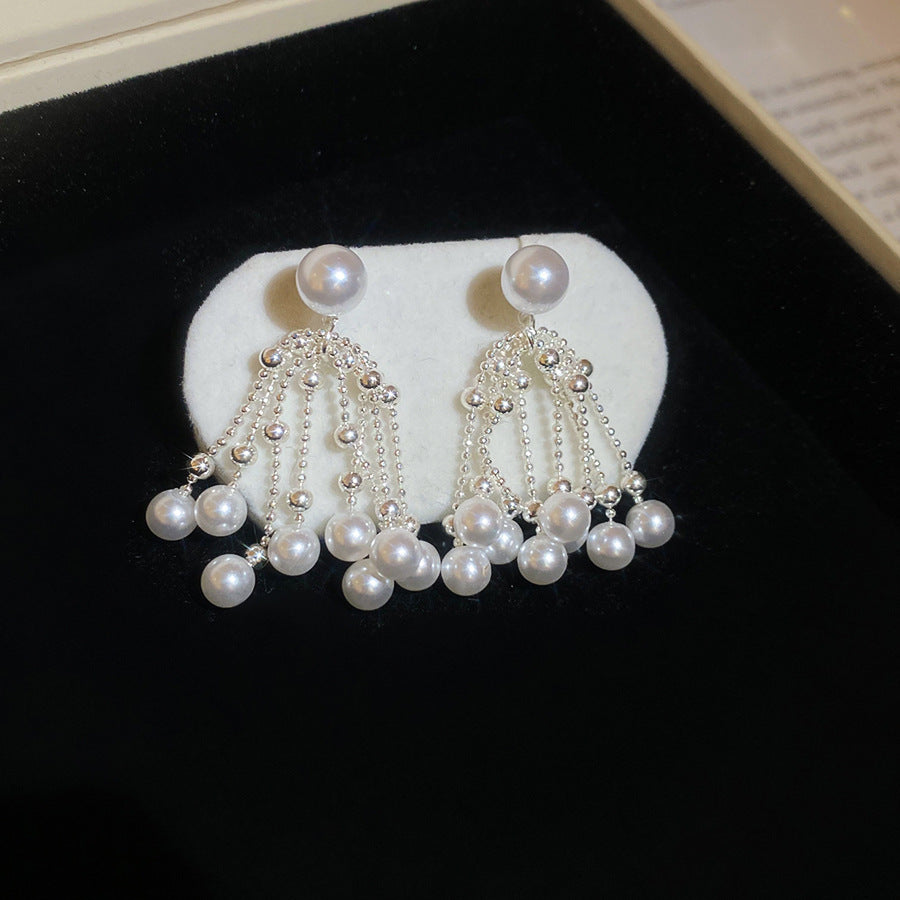 Women's Needle Zircon Bow Water Drop Tassel Simple Fashion Stud Earrings