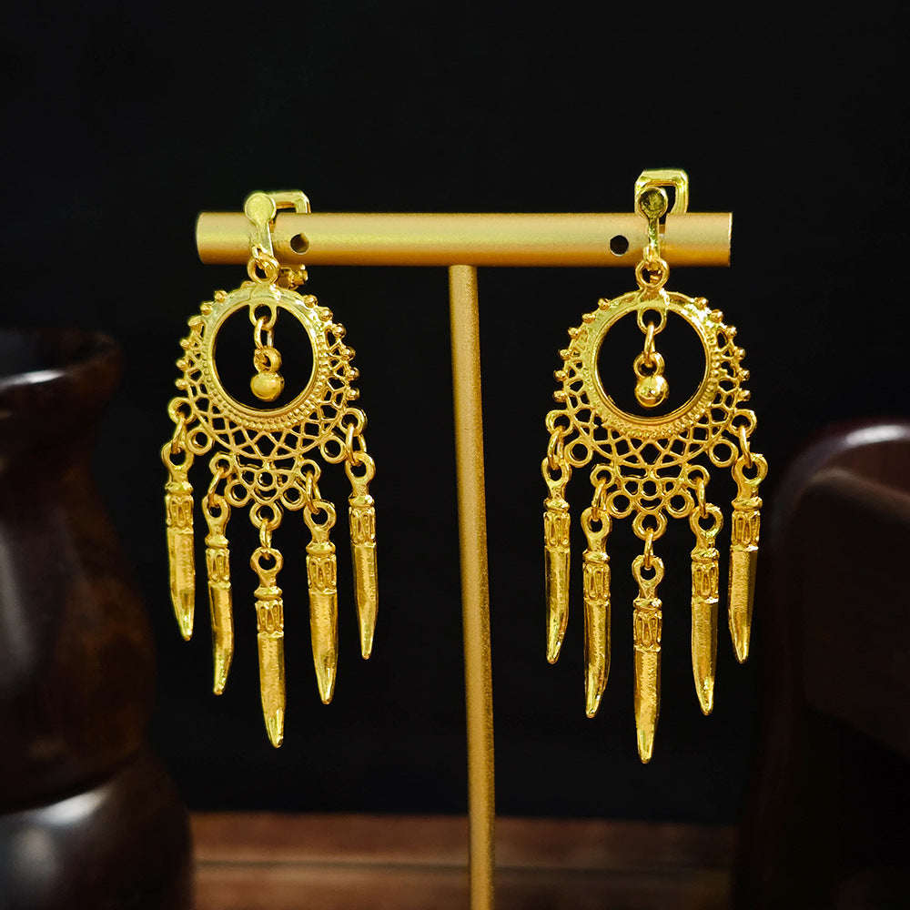Long Water Drop Tassel Tourist Attractions Diamond Ears Earrings
