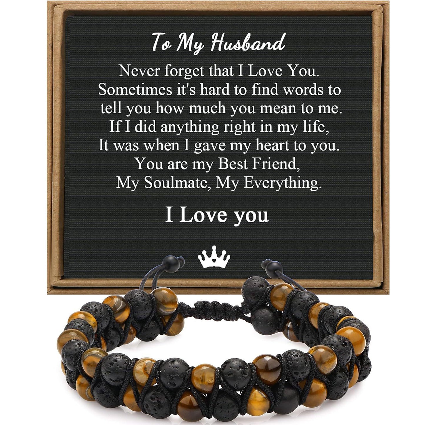 Men's Stone Tiger Eye Woven Adjustable Beaded Bracelet