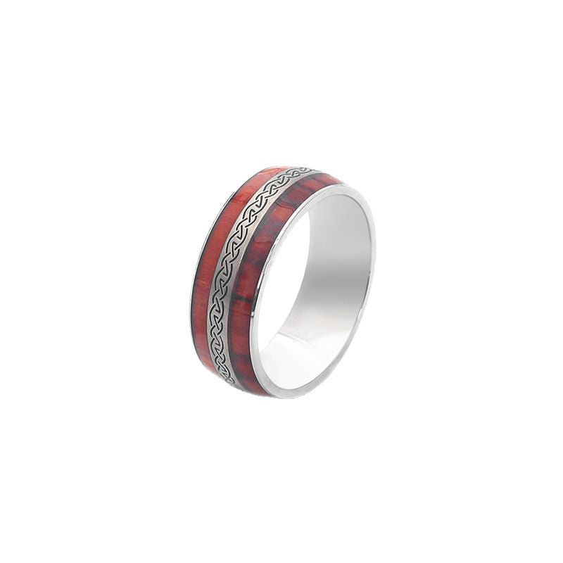 Retro Viking Rune Two-tone Wood Leather Rings
