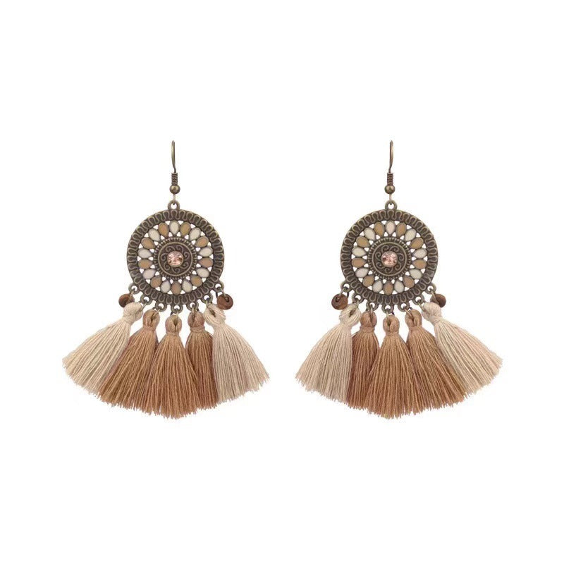 Ethnic Style Long Fringe Exotic Holiday Trip Earrings